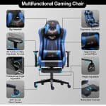 كرسي قيمنق- /ازرق اسود Gamin Chair Black blue من افضل منتجات مدينة الحاسب الاليNinecer Reclining جلد مريح دوار الكمبيوتر وكرسي ألعاب السباق مع مسند للقدمين